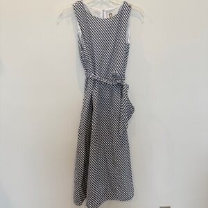 Anne Klein maxi dress blue white gingham sleeveless with belt Size 10 AY